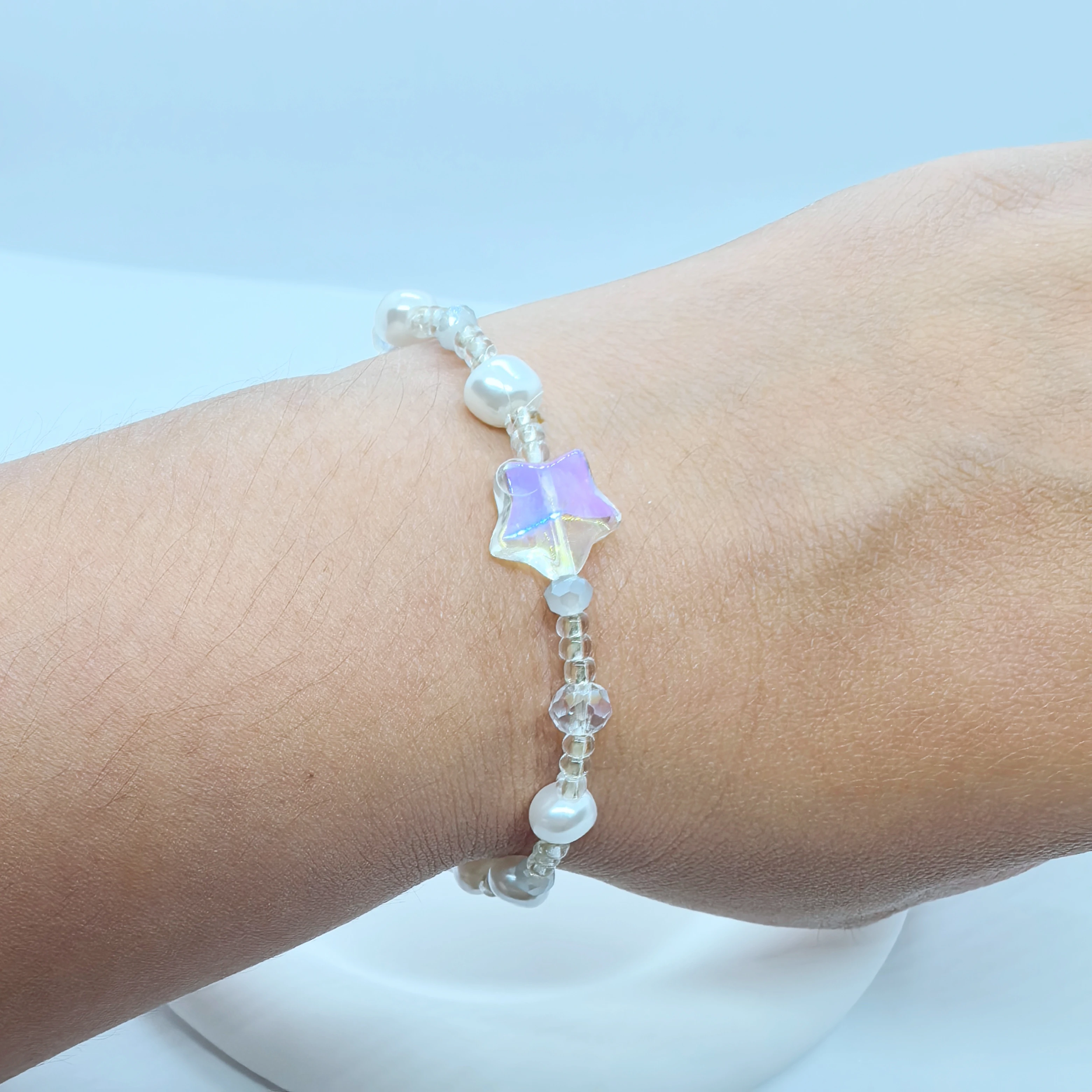 Hot selling! Star blue and white bead bracelet niche design DIY handmade high-value bead bracelet for female girlfriends