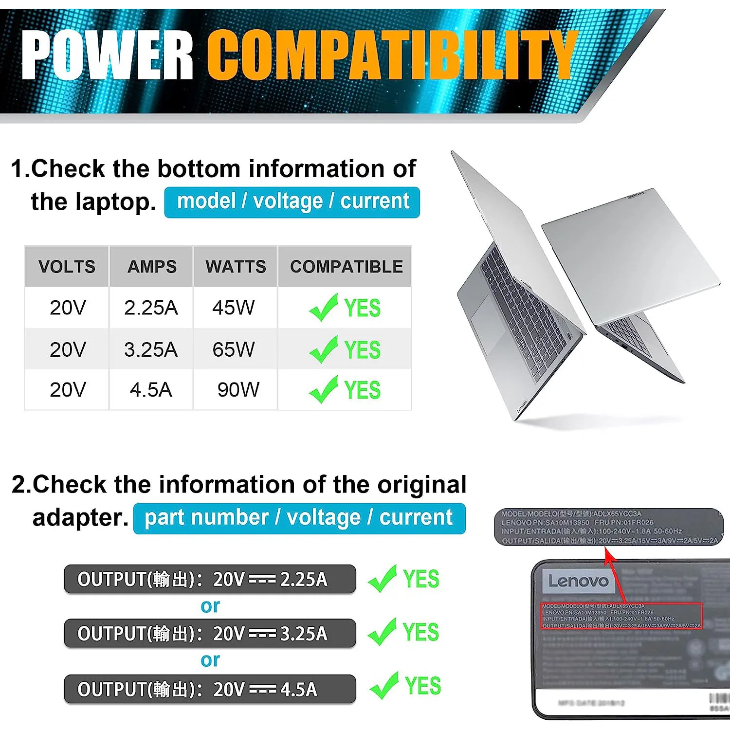 Adaptador de CA 90W 20V 4.5A cargador de ordenador portátil para Lenovo ThinkPad X1 Carbon T440 E431 G410 45N0237 45N0236 45N0239 344428 Cable de alimentación en U