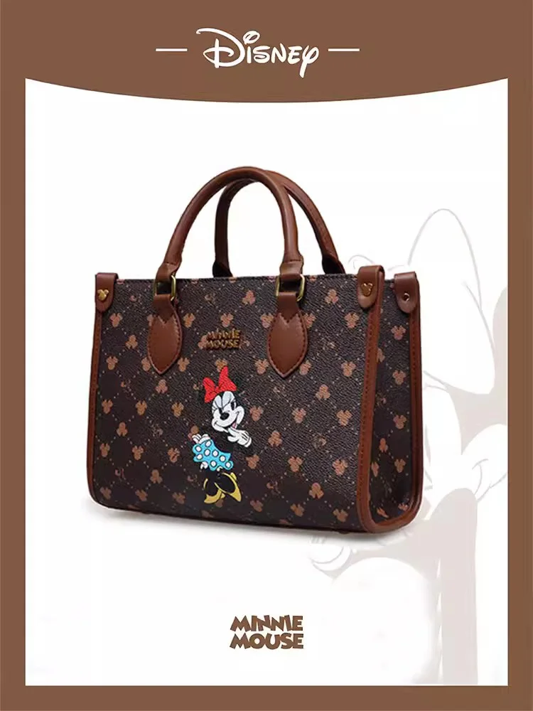 Disney Minnie Medium Vintage Pattern Tote Bag Large Capacity Leisure Shopping Bag Women Shoulder Handbag With Shoulder Straps