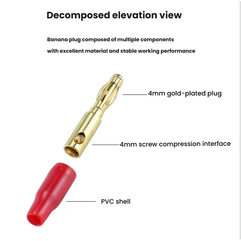 20 قطعة موصل الموز المطلي بالذهب لمحطة مكبر الصوت الموسيقي