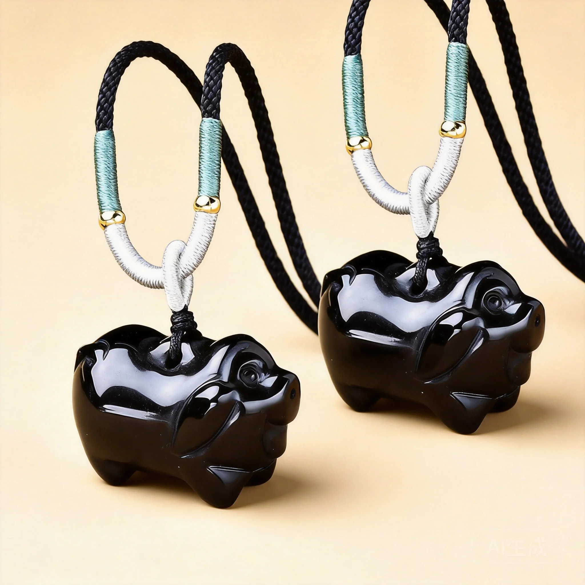 Natural Obsidian Silver Obsidian 3d Carved Chinese Zodiac Pig Pendant Lucky Wealth Feng Shui Necklace For Men Women Unisex Good