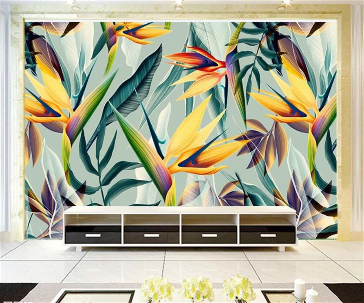 custom Southeast Asia Tropical Landscape Wallpaper 3D Stereo Pastoral Color Leaves Photo Mural Bedroom wall papers home decor