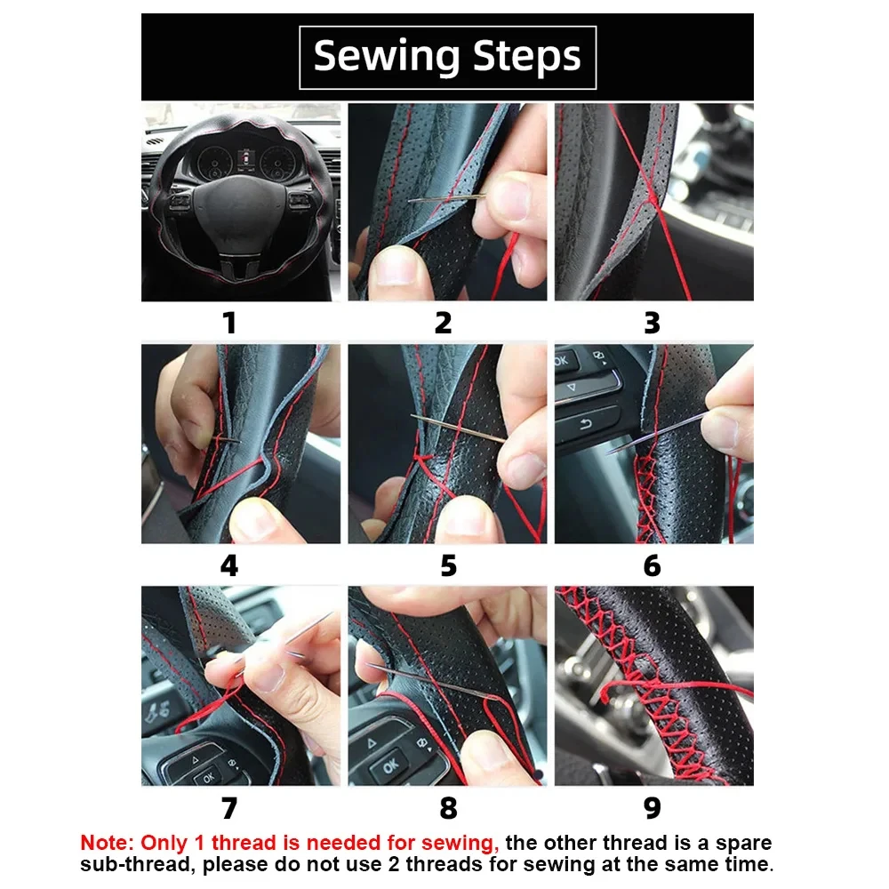 Suede Steering Wheel Cover For Car Universal 38cm Braided Protection  Leather Anti Slip Interior Parts