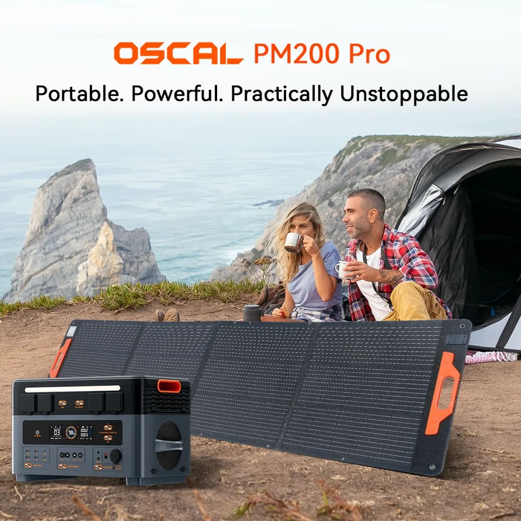 Oscal PM200 Pro Folding Solar Panel 200W Solar Panel For Portable Power Station With US EU Plug Green Charging Solar Panel