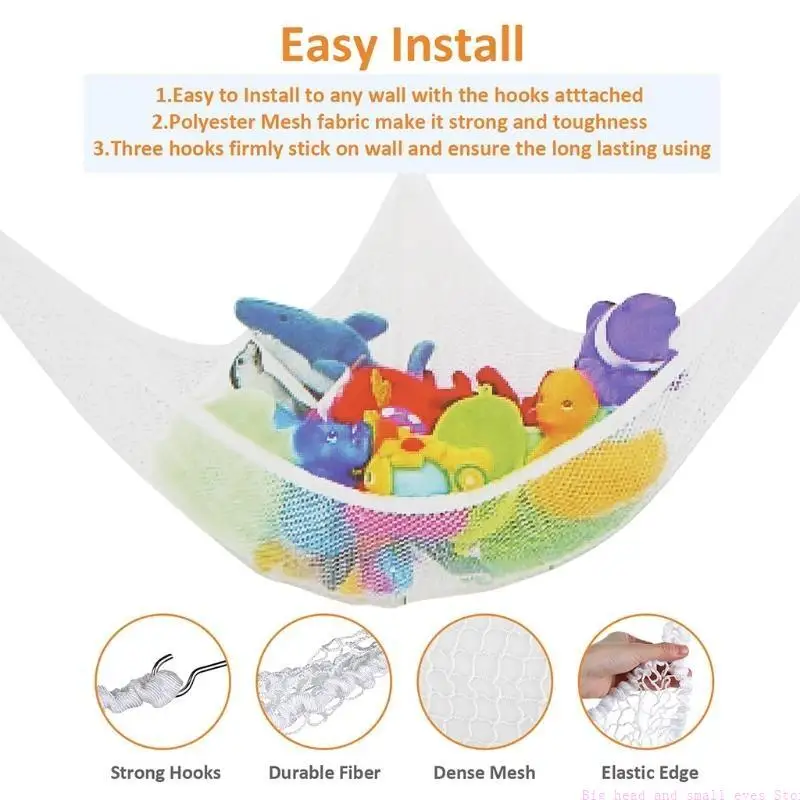 Mesh Net Toy Hammock Corner Stuffed Animals Kids Baby Hanging Storage 2 Sizes