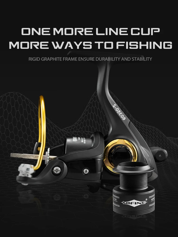 MIFINE KARATE-Spinning Fishing Reel, Spare Spool, 5.1:1 Gear Ratio 10kg Max Drag 1000-4000, Graphite, fishing accessories