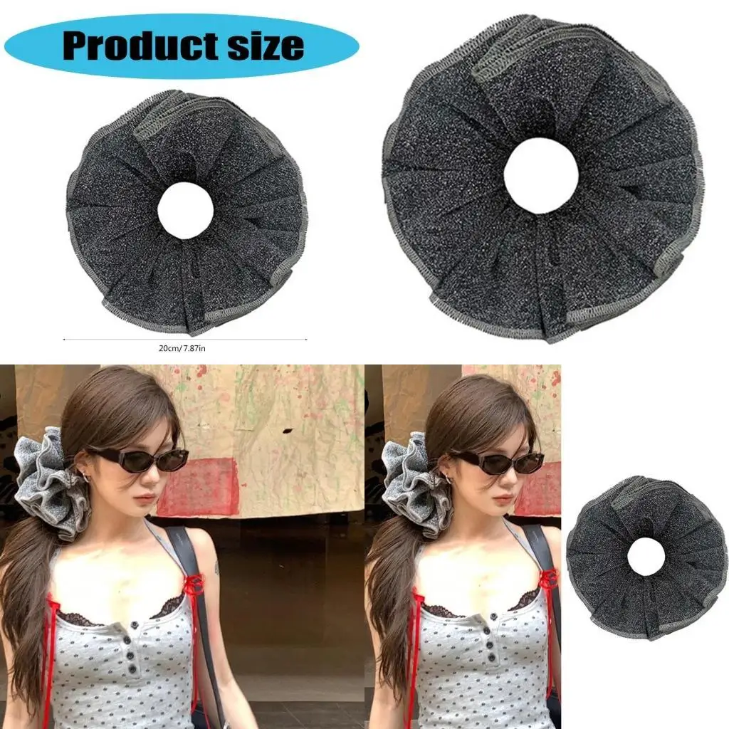 

39BD Glitter Dark Hair Scrunchies Updo Hair Tie Hair Bun Hairpiece Women Headdress