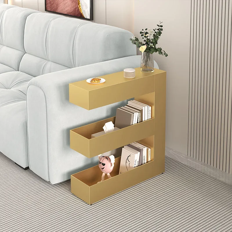 Nordic Space-saving Iron Art Coffee Table Home Living Room Furniture Gap Bookshelf Floor-to-ceiling Bay Window Storage Rack