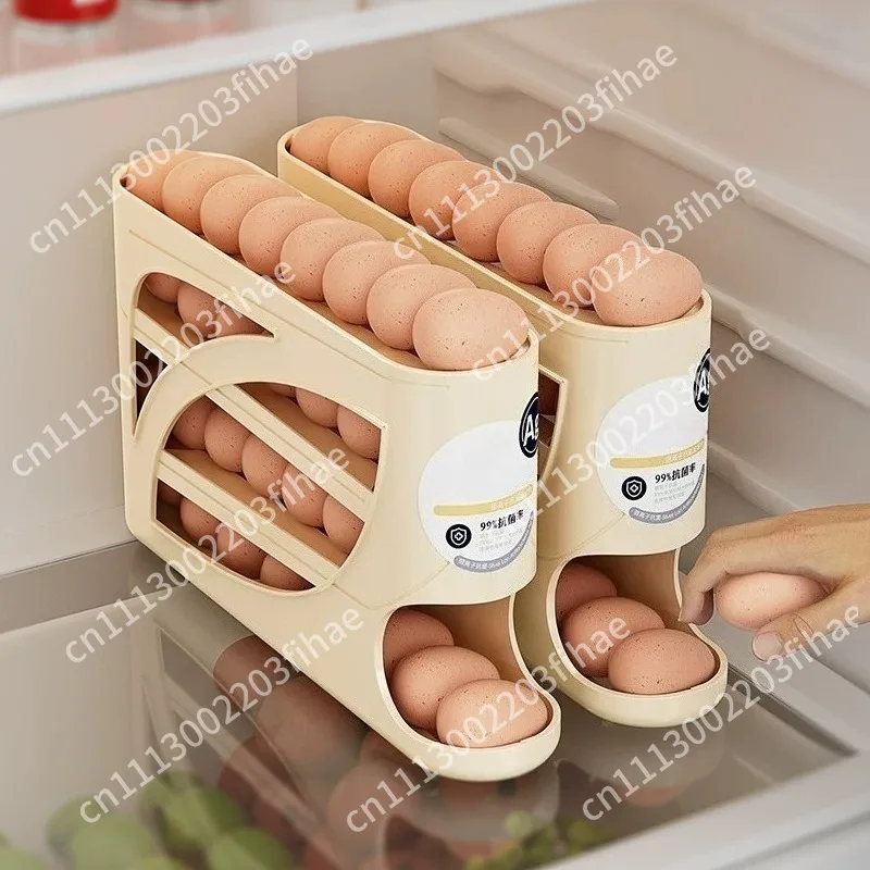 Rolling egg storage box kitchen multi-layer oblique automatic egg roller refrigerator side door egg tray special fresh-keeping