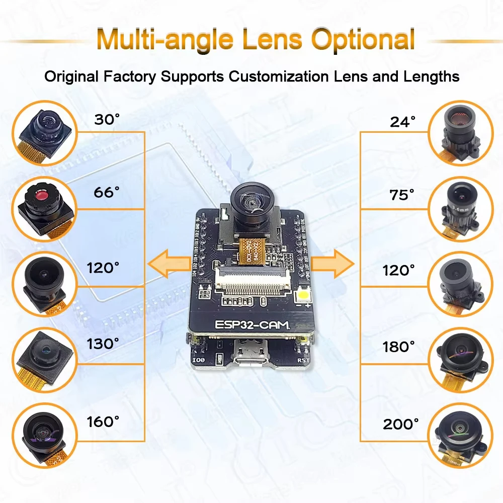 وحدة كاميرا OV2640 جديدة لوحدة ESP32 CAM 2.4G Wifi 200 222 30 45 120 160 درجة 850nm للرؤية الليلية DVP 24PIN للرؤية الليلية