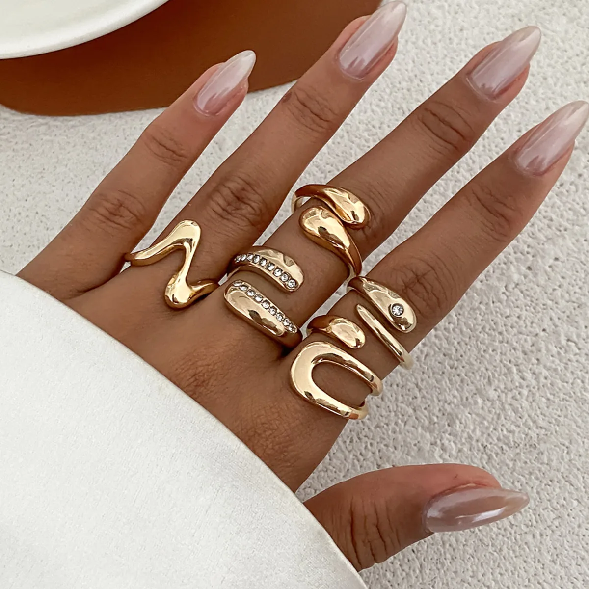 Ingemark 6 Stile Vintage Unregelmäßige Strass Wasser Tropfen Offene Ringe Frauen Goth Einstellbare Knuckle Ringe Set Paar Schmuck Männer
