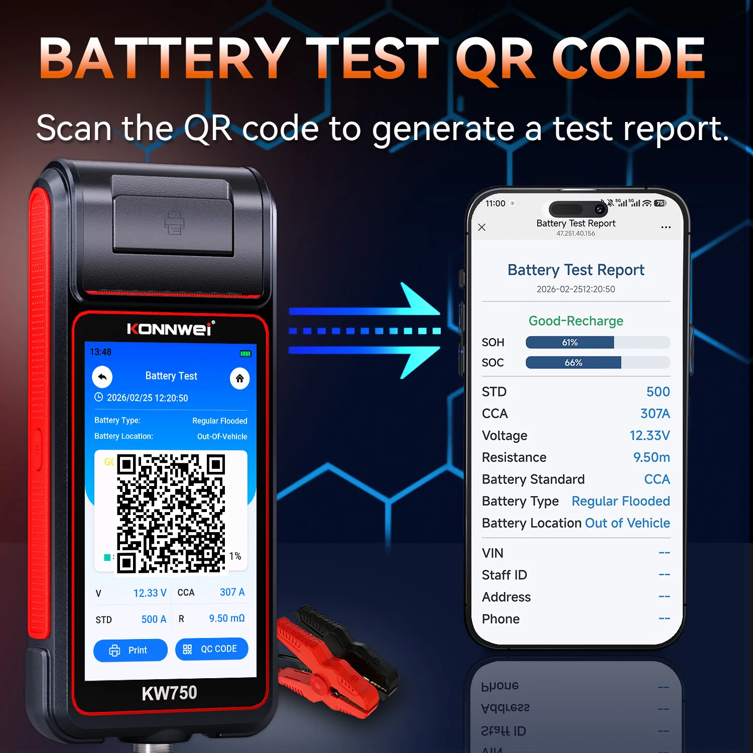 Car Battery Load Tester for AGM GEL EFB Lithium, Auto Battery System Analyzer with CCA Health Check for DIY & Repair Shop