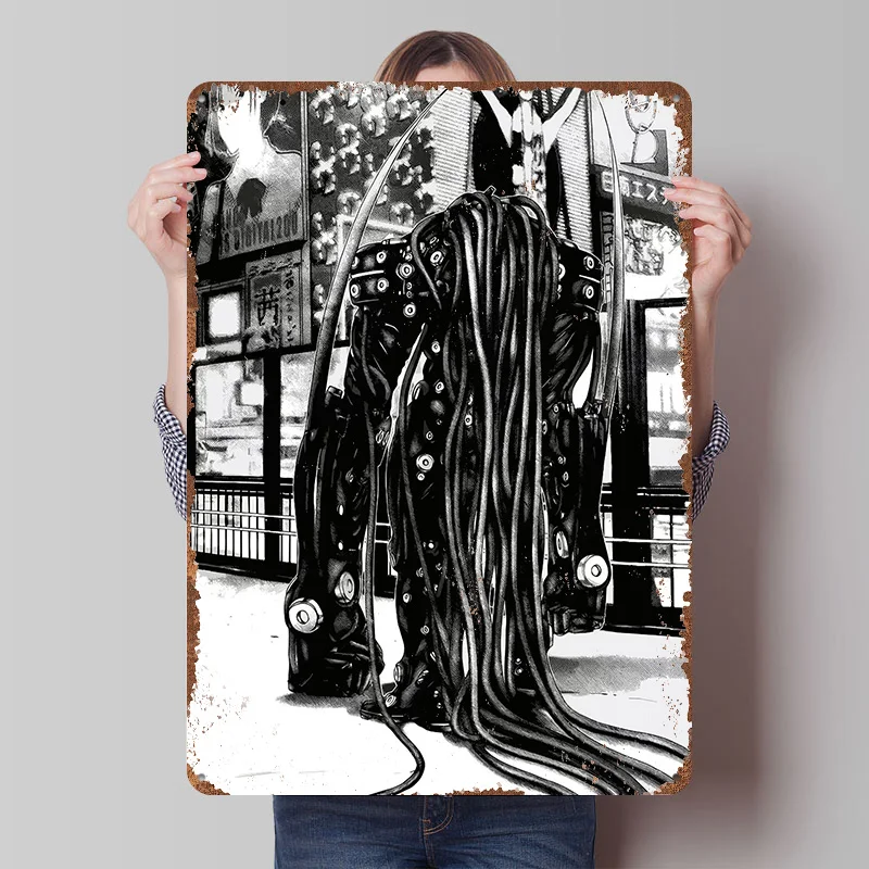 Cyberpunk Character With Tentacles Poster Customized Vintage Metal Signs Wall Art Retro Tin Plaque for Bar Accessories House