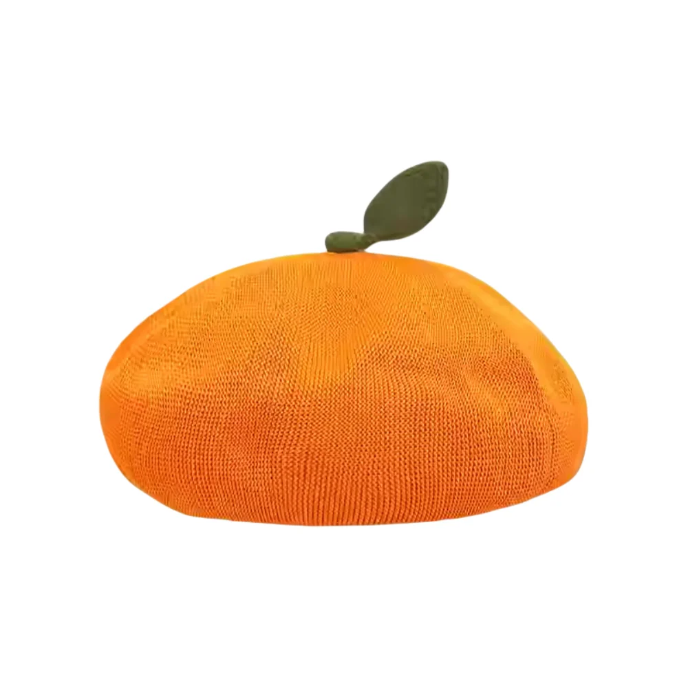 

Retro Funny Orange Berets Creative Cute Tomato Cap Casual Vintage Painter Hat Unisex