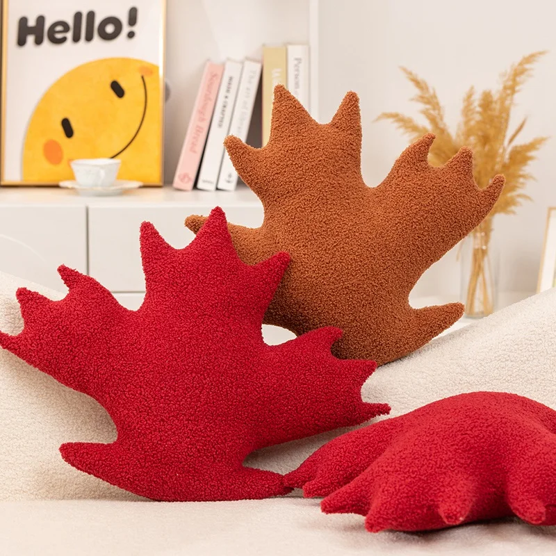 Creative Simulation Leaves Stuffed Soft Plant Pillow Kawaii Maple Leaf Red Leaf Plush Dolls Leaves Cushion Home Sofa Decor