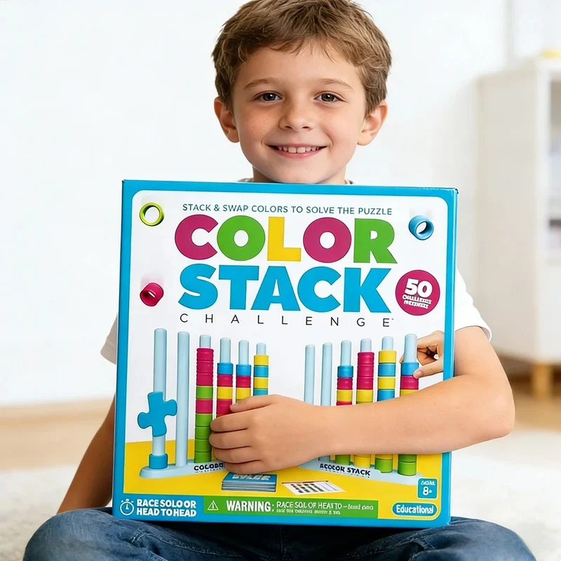 

Настольная игра Color Stack Challenge для всей семьи: для детей и взрослых, увлекательная семейная игра с перекладыванием цветов для соревнований и одиночных игр, подарки для детей