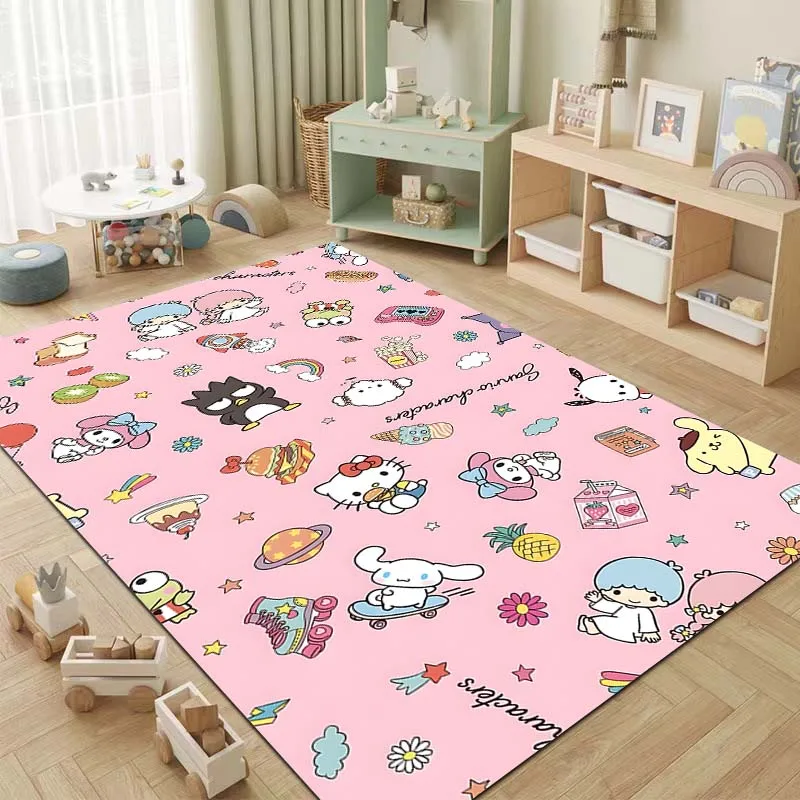 Tapete Kawaii Sanrio antiderrapante para meninas, Tapete do jogo, Decoração do quarto rosa, Tapete da área do quarto, Sala de estar, Quarto, Casa, Japão, Sanrio