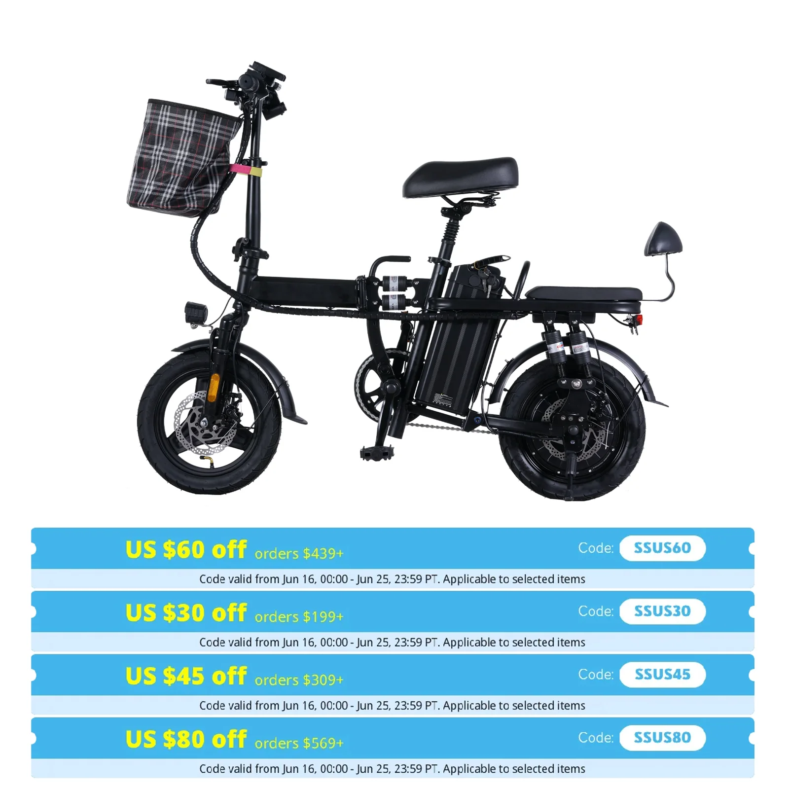 GLEERIDE A9 14" Mini bicicleta eléctrica plegable 500W Motor 48V 15Ah Batería