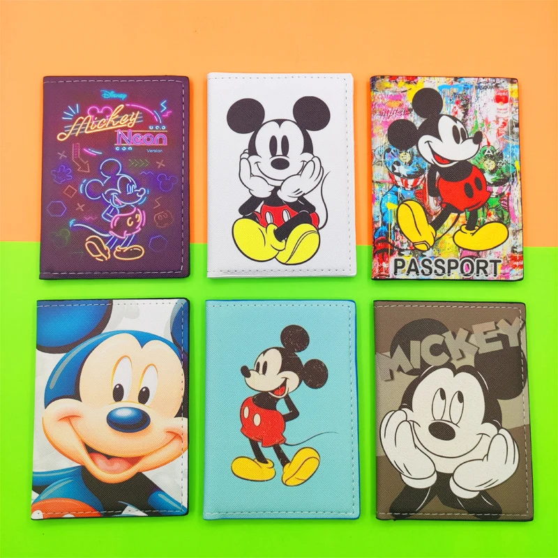 

Disney Mickey Minnie Passport Cover Women Travel Passport Holder PU Leather Cartoon Credit Card Wallet Ticket Bag Passports Case