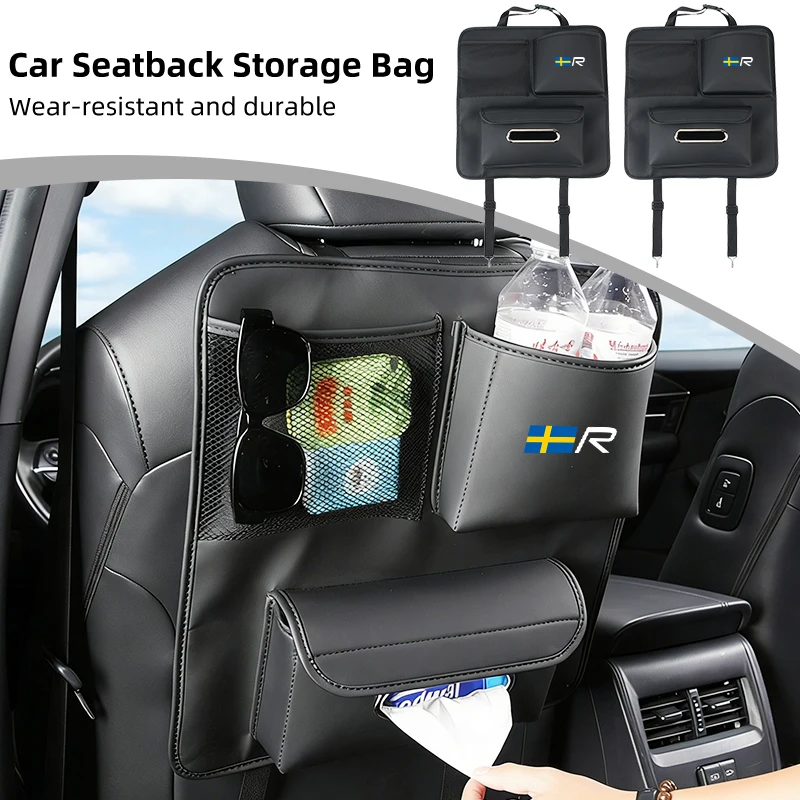 Car Seatback Sorage Bag Leather Hanging Pouch Trunk Organizer For Volvo AWD C30 C70 S60 S80 S90 T6 V40 V50 V60 V70 V90 XC40 XC60