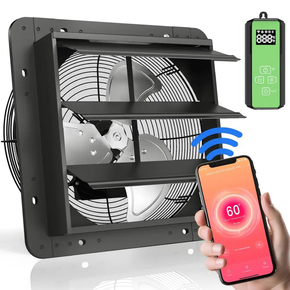 Ventilador de ventilação de alta velocidade de 12 polegadas com temporizador de controle remoto wi-fi resistente à ferrugem casa garagem sótão oficina galinheiro galpão