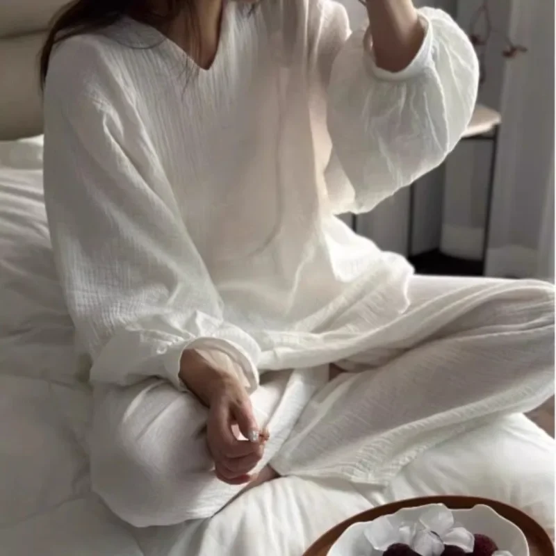 Lazy Sleepwear Women Spring Autumn New Solid Color Simple Loose Long Sleeve Can Worn Outside The Home Suit Pajamas for Women