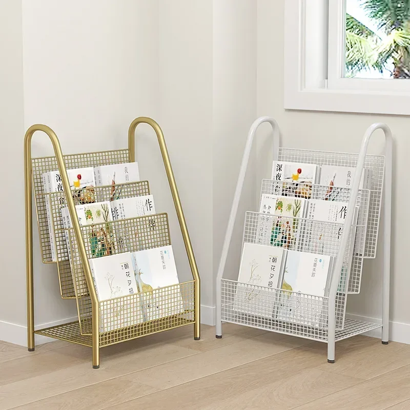 Magazine shelves, simple bookshelves, newspaper , wrought iron , floor-to-ceiling newspaper , living rooms,