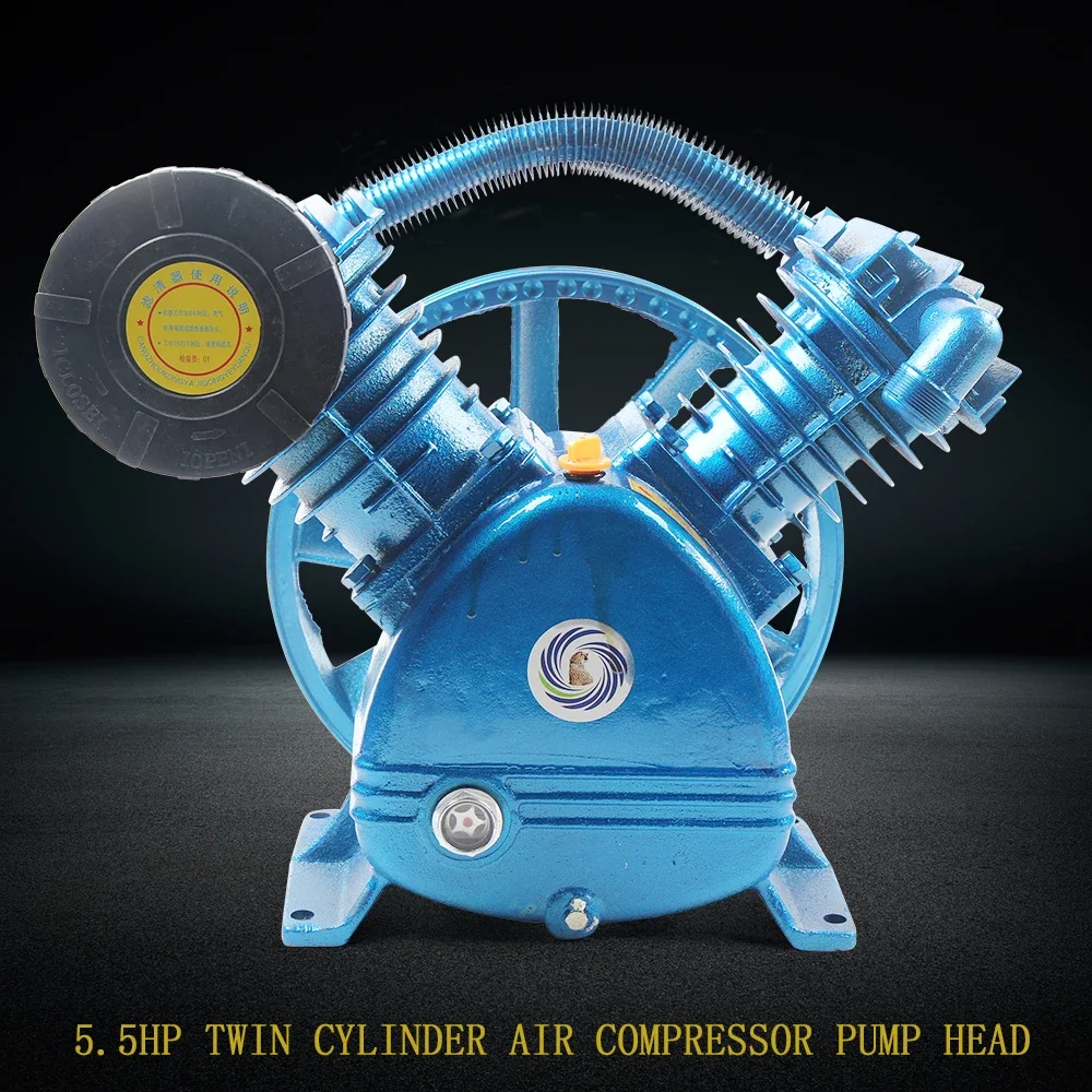 V Type Twin Cylinder Air Compressor 5.5HP 21CFM 175PSI Pump Head Double Stage and Flywheel