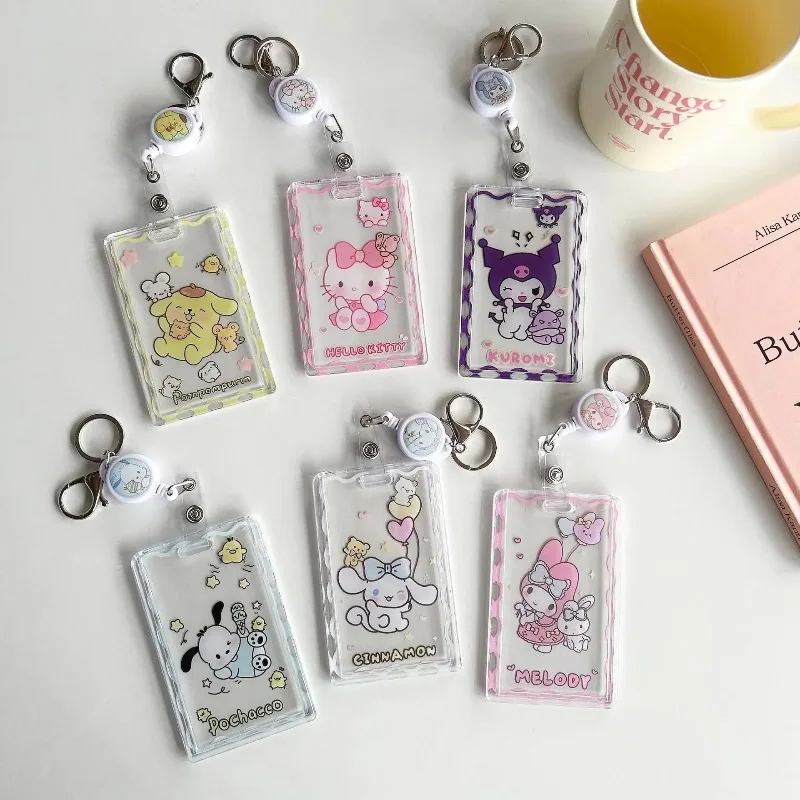

Sanrio Hello Kitty Keychain Anime Cartoon Couple Bag Pendant Key Ring Keychain Accessories Student Bus ID Door Card Case Gifts