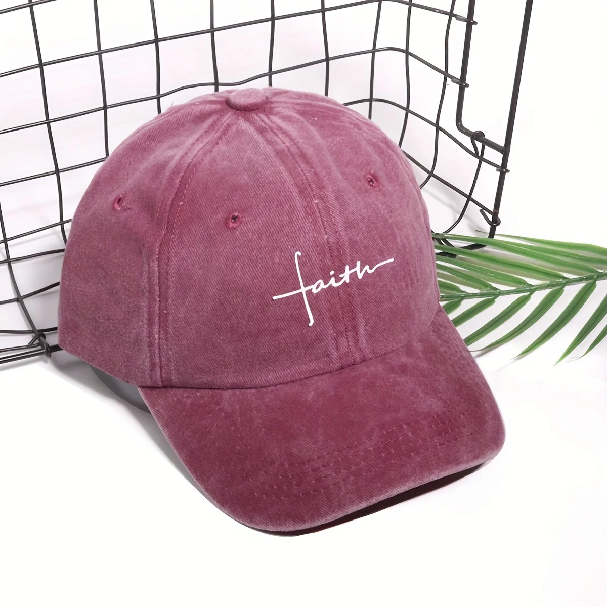 1pc Faith Printed Retro Street Style Distressed Men Women Baseball Cap for Women,summer Casual Outdoor Ideal Match Flat Caps view 5