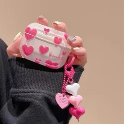 Pink Heart+Pendant For Apple AirPods 1 2 pro Bluetooth Headphone Cover 3rd Generation Silicone Soft Cover Protective Case