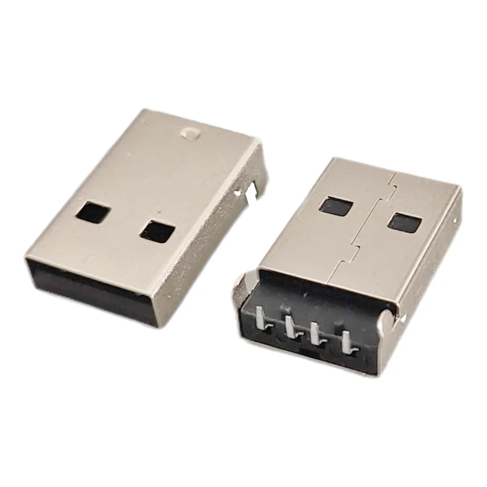 10/100PCS USB 2.0 Jack A Type Male Plug Connector USB AM 4pin Sink 1.2 DIP Cable Soldering