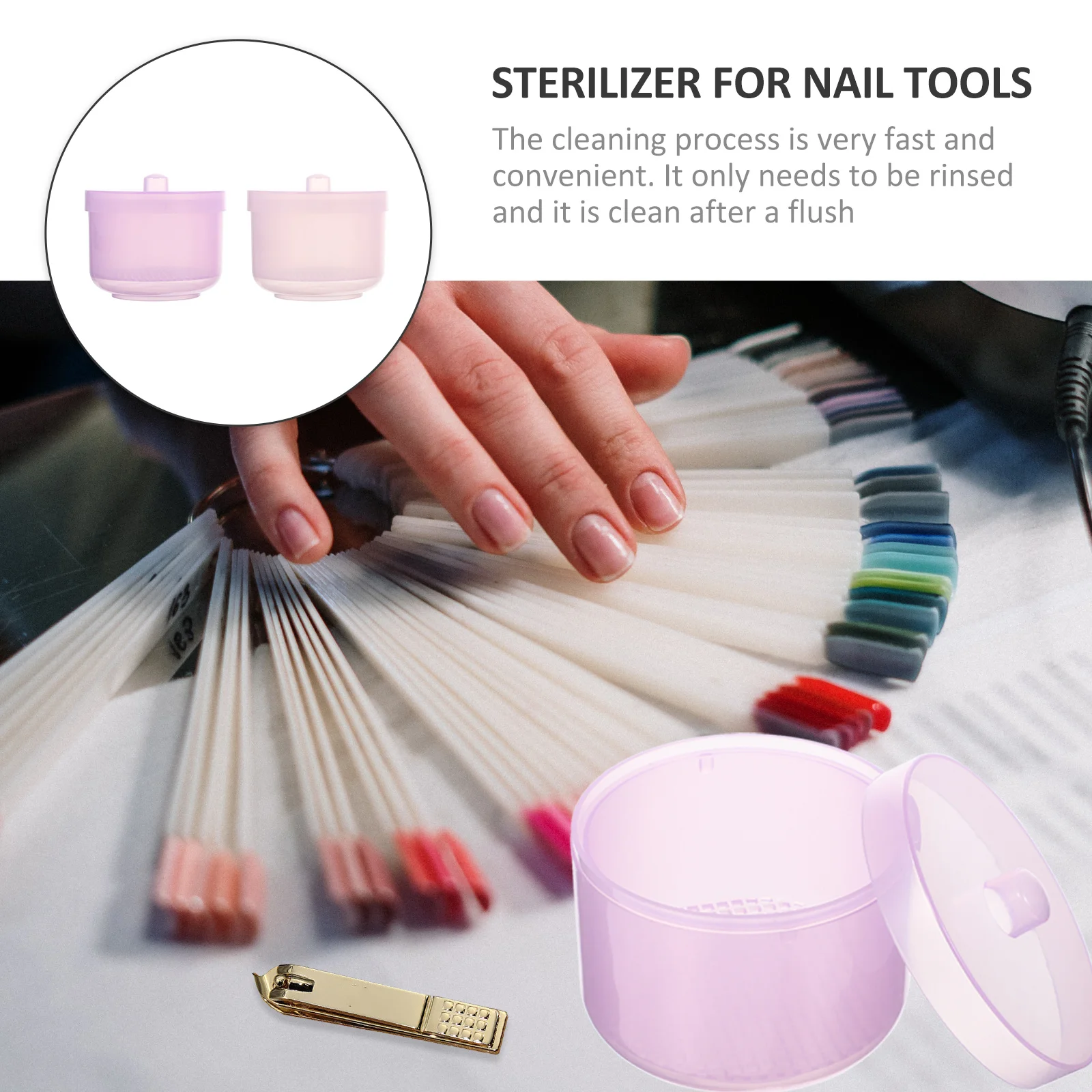 

2Pcs Nail Tool Sterilizer Tray High Temperature Resistant Cleaning Case for Tweezers Clippers Combs Spa Tools Ventilated Air Dry