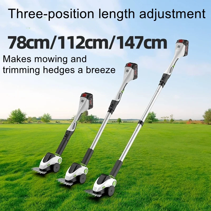 Electric Lawn Mower, Small Household Lithium-Ion Battery-Powered Lawn Mower, Garden Rechargeable Lawn Trimmer and Weeder