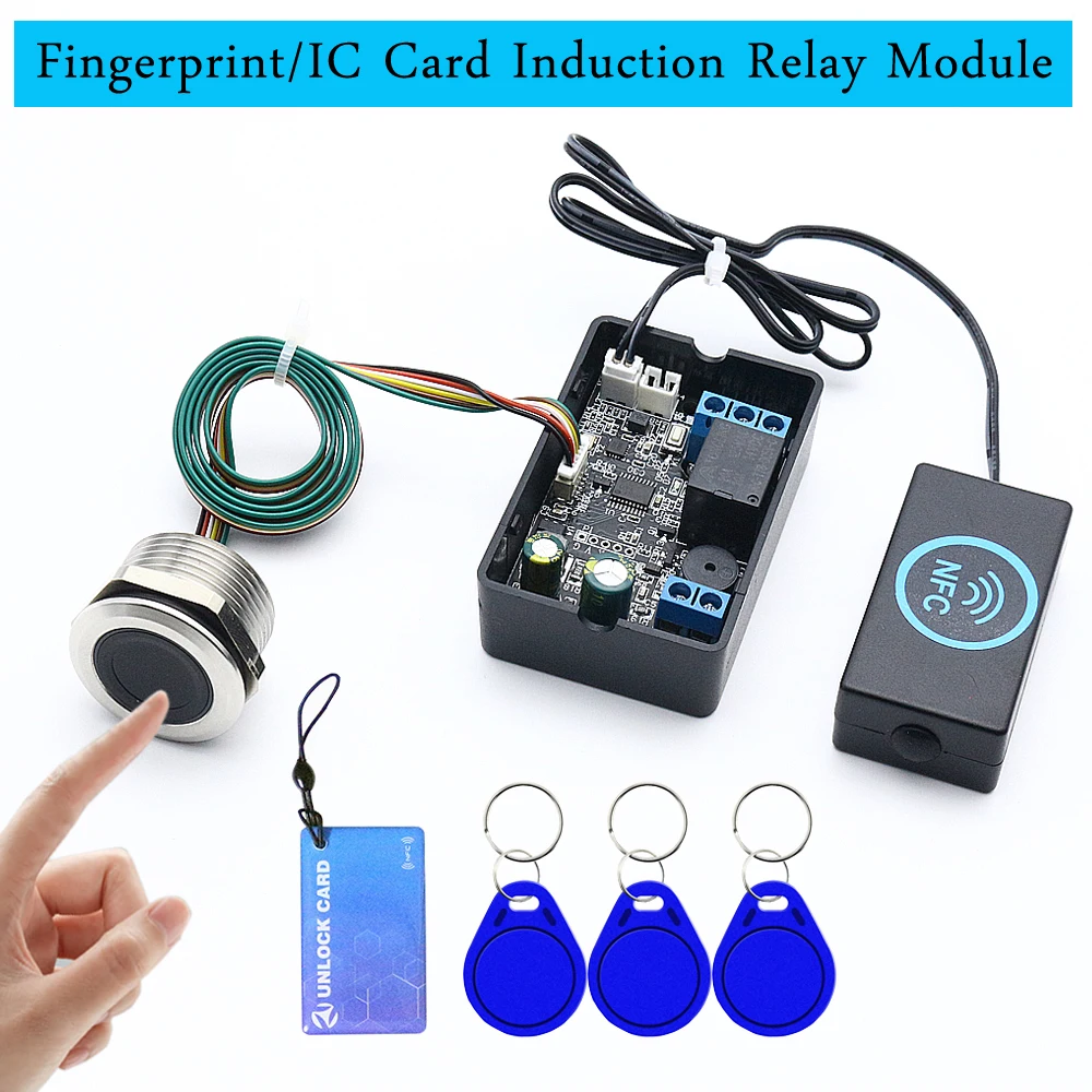 Fingerprint access controller NFC electric lock control relay module IC card induction switch electric bicycle DIY unlock