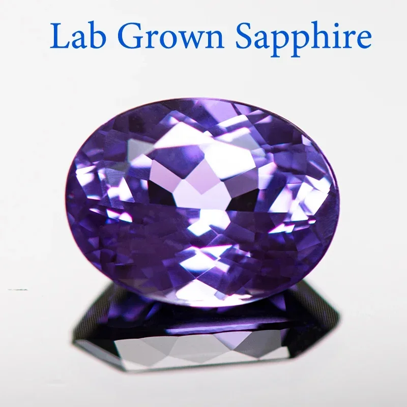 

Top Lab Grown Sapphire Oval Shape Purplish blue Color Charms Gemstones Beads Diy Jewelry Making Material Selectable AGL Certific