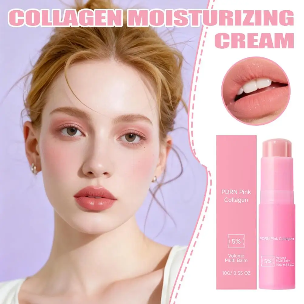Collagen Pink Multi Balm Stick Moisturizing Deep Hydrating Wrinkle Bounce Lifting Facial Cream Skin Care Korean Makeup Base