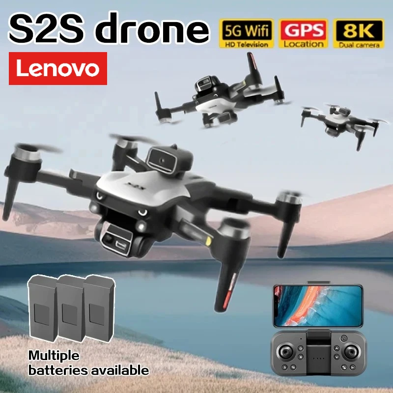 

Дрон Lenovo S2S 8K HD с двойной камерой, бесщеточным двигателем, функцией обхода препятствий, для аэрофотосъемки, радиоуправляемый складной квадрокоптер-игрушка