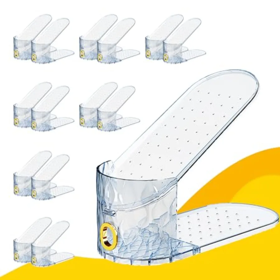 

Органайзер для обуви с регулируемыми слотами, двойной, для экономии места в шкафу, прочный и складной держатель для обуви