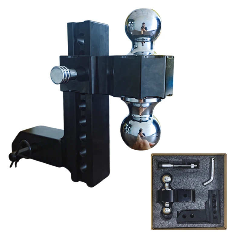 High Quality 2-5/16'' Channel-mount Adjustable Rv Tri-ball Trailer Aluminum Hitch Ball Coupler Mount With Tow Hook For Towing