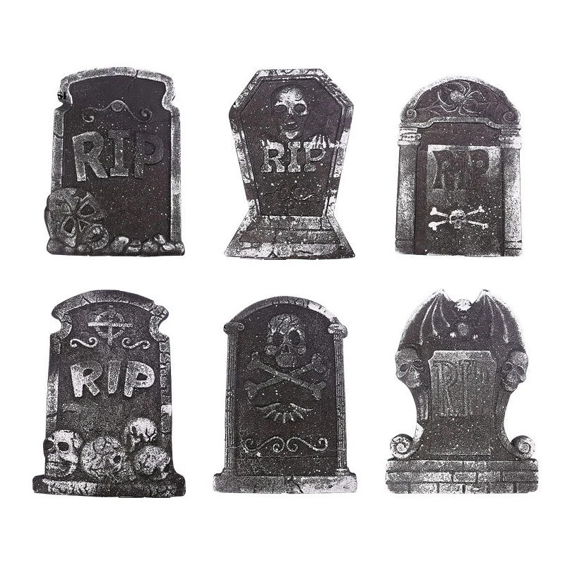 Halloween Graveyard Tombstone Cemetery Home Decoration 4 Different Signs Horror Atmosphere Mini Tombstones Skulls Accessories