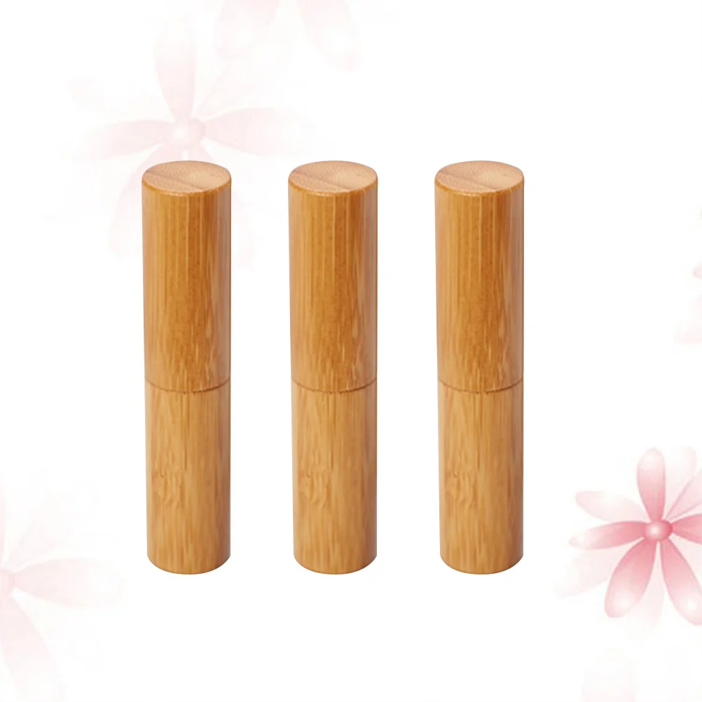 Set di 3 Tubetti Vuoti per Balsamo Labbra Fai-da-Te da 12,1mm, Contenitore con Finitura in Bambù e Coperchio, Meccanismo a Pressione per Balsamo Labbra Fatto in Casa