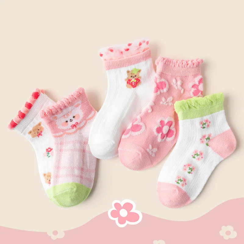 children's socks Thin summer cotton socks for girls Cute animal jacquard cotton socks Breathable cotton socks Korean girls socks