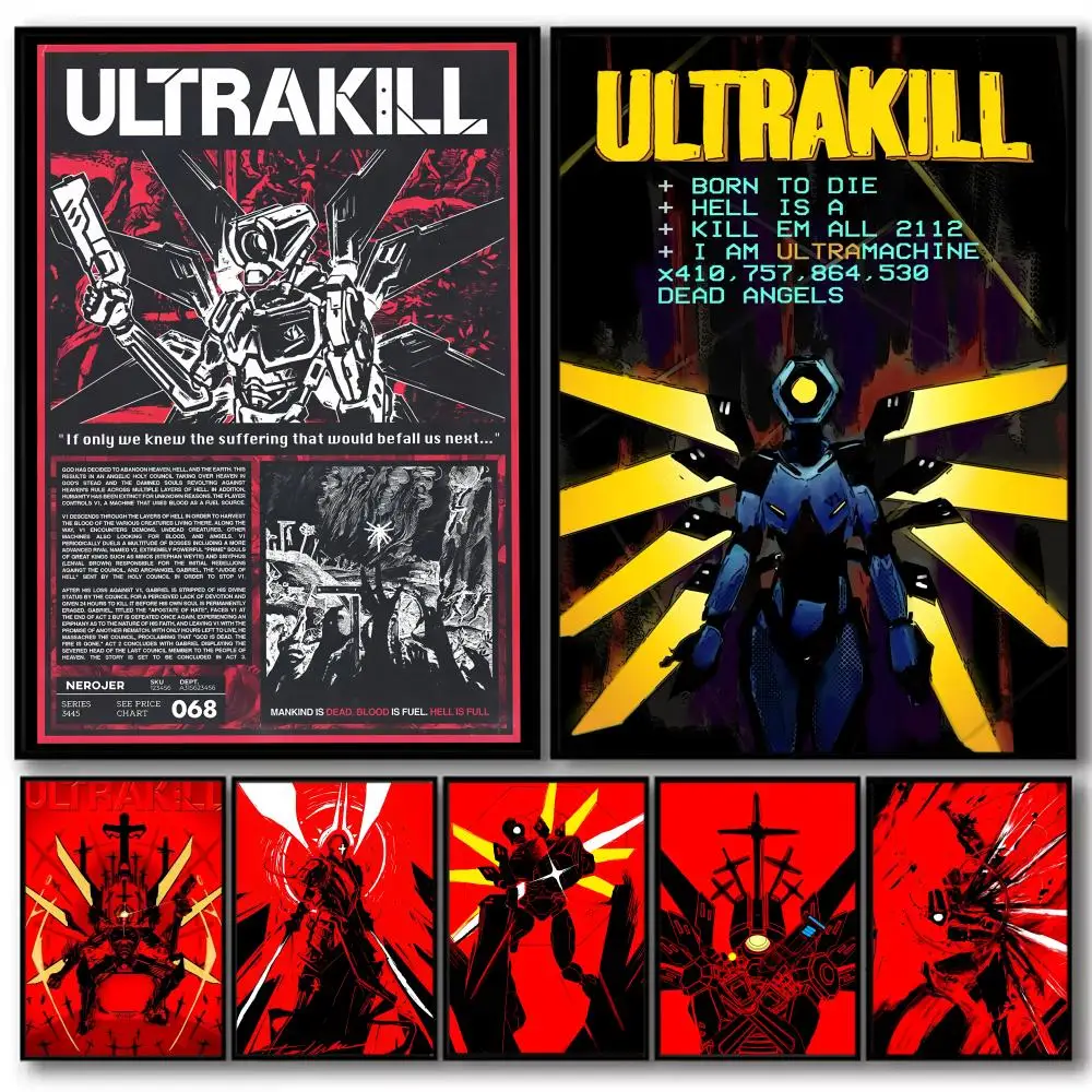 GAME U-ULTRAKILL Painting Calligraphy High-Quality Cotton Canvas Poster Wall Art for Living Room Modern Coffee House Decor