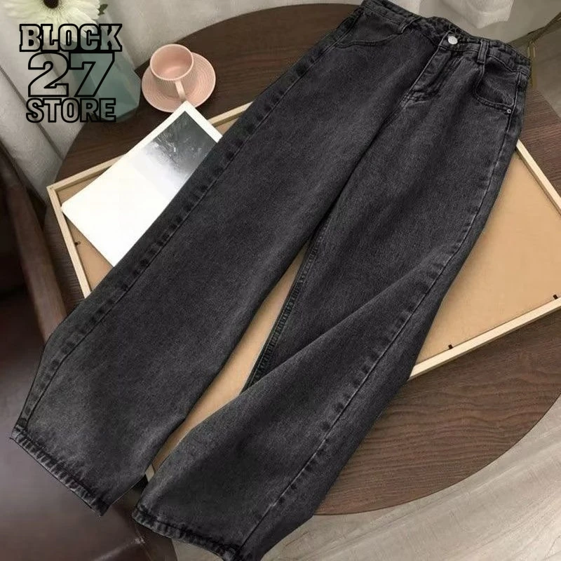 

Мужские джинсы Harajuku, прямые свободные джинсовые брюки в стиле ретро, новые широкие брюки Ins High Street, повседневные длинные брюки, уличная мода, стиль