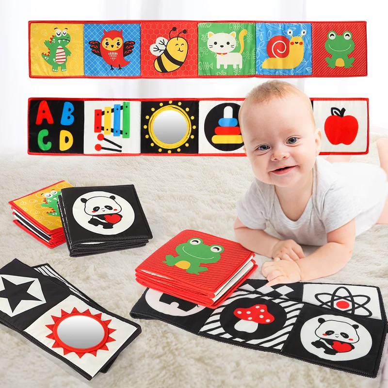 1 Baby Folding Visual Black and White Color Early Education Cloth Book Color Shape Pattern Cognitive Book