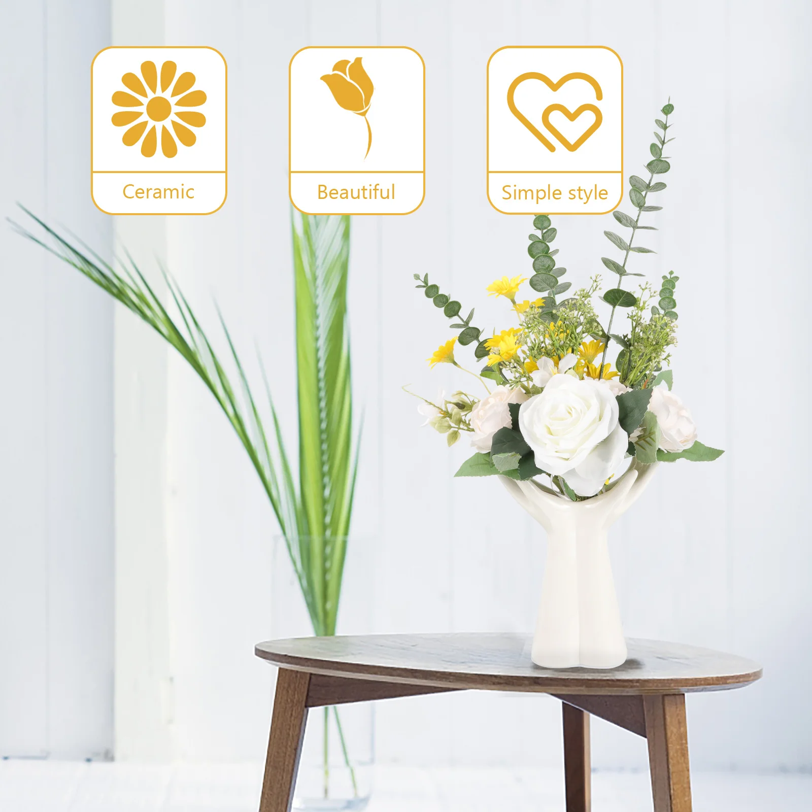 

Flower Vase Irregular Shaped Floral Wedding Decor Decorative Hand Holding Flowers Modern Birthday Gift