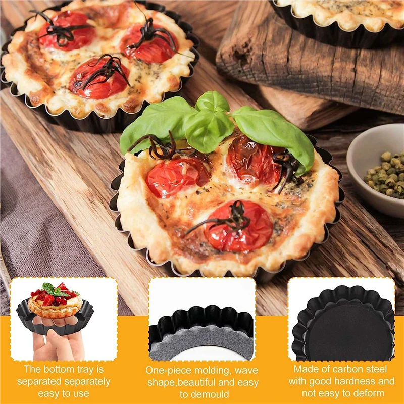 Panela de torta A11I, panelas de torta de 4 polegadas, antiaderente removível com fundo solto de aço carbono Panela de torta de 4 polegadas, fácil de operar e limpar