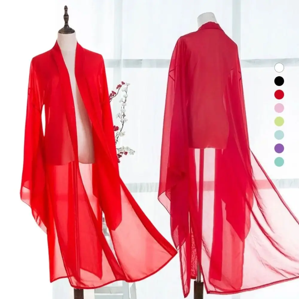 Long-sleeved Shirt Hanfu Cardigan Tang Dynasty Thin Hanfu Traditional Mujer Chiffon Classical Folk Traditional Hanfu Overcoat