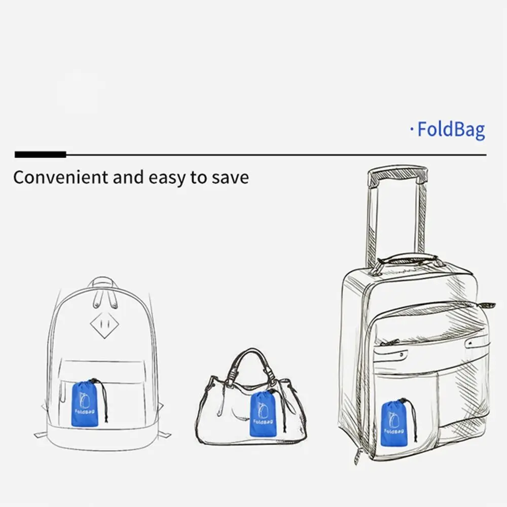 Large Capacity Foldable Backpack Zipper School Bag Lightweight Nylon Bag Shoulders Bag with Drawstring Storage Bags Women